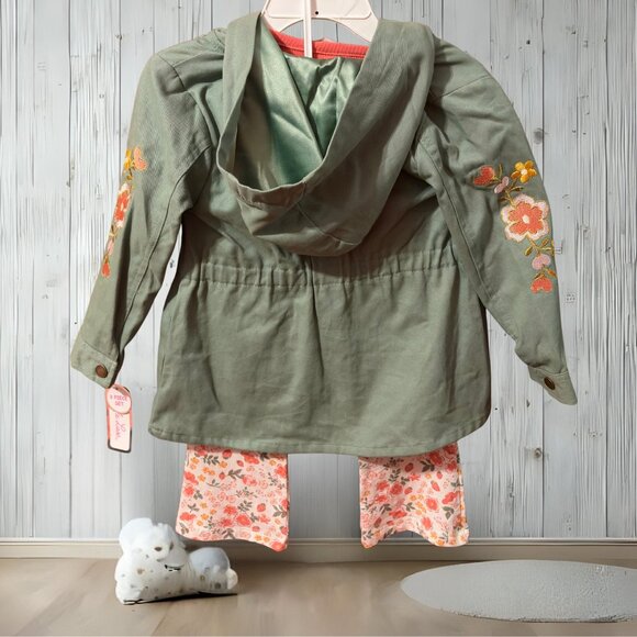 Little Sass 3-Piece Green Floral Raincoat - 4 - Picture 5 of 6